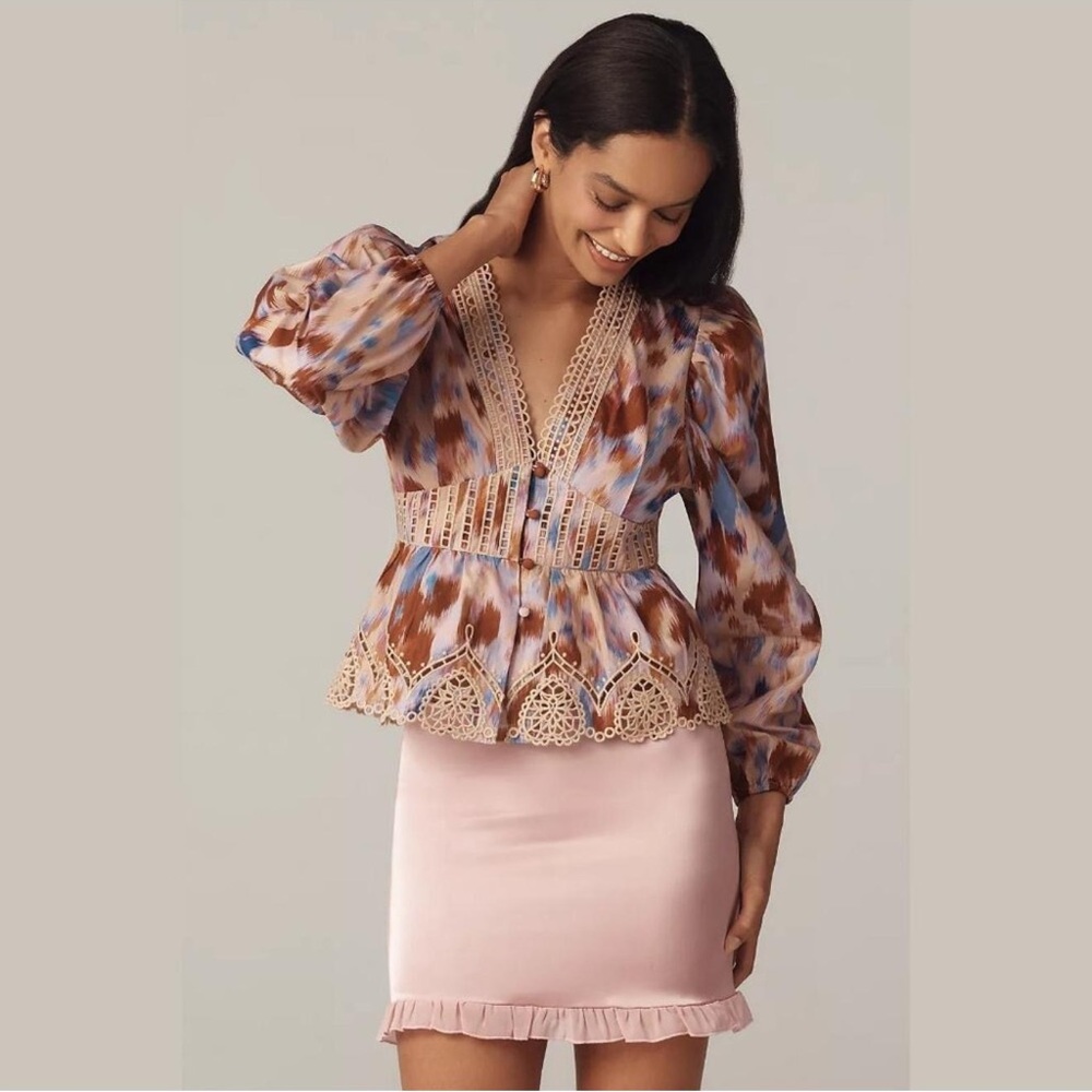 FARM Rio Tiered Blouse with lace detail